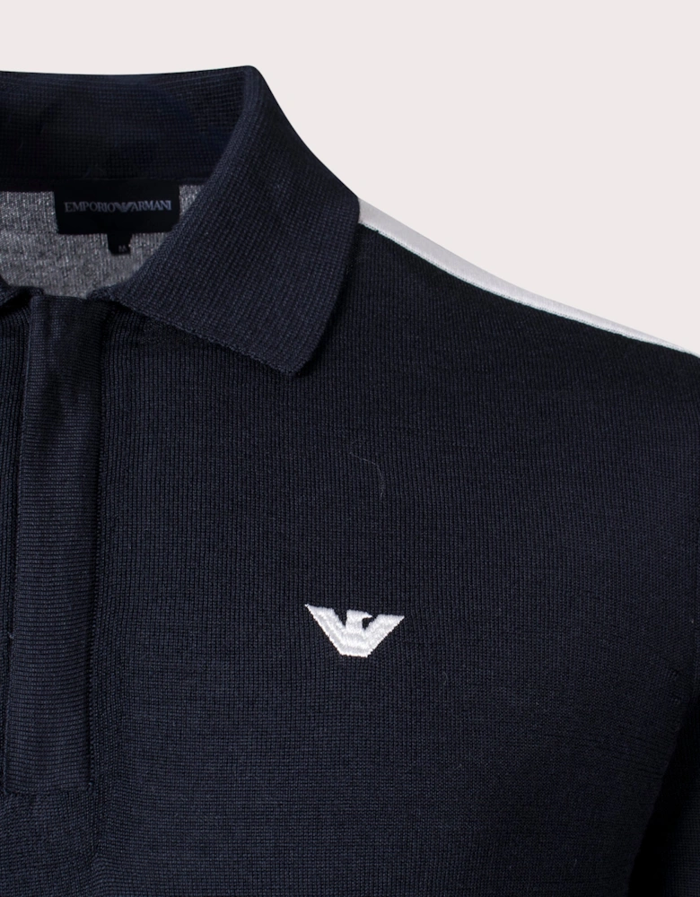 Long Sleeve Fine Wool Quarter Zip Taped Polo Shirt