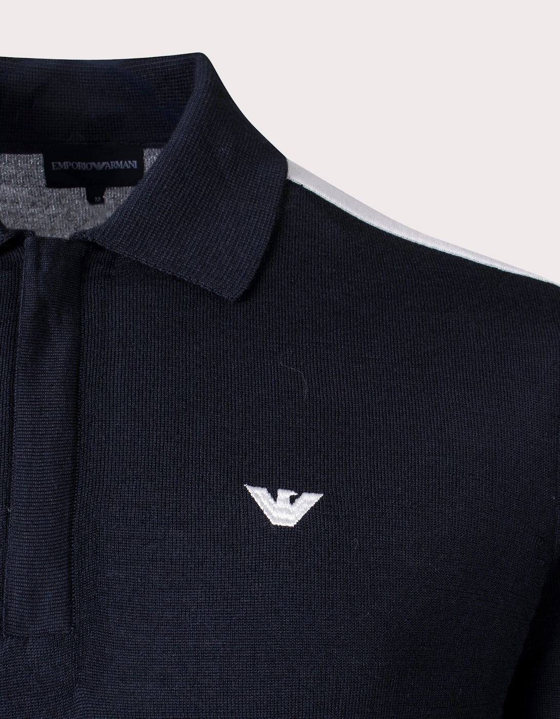 Long Sleeve Fine Wool Quarter Zip Taped Polo Shirt