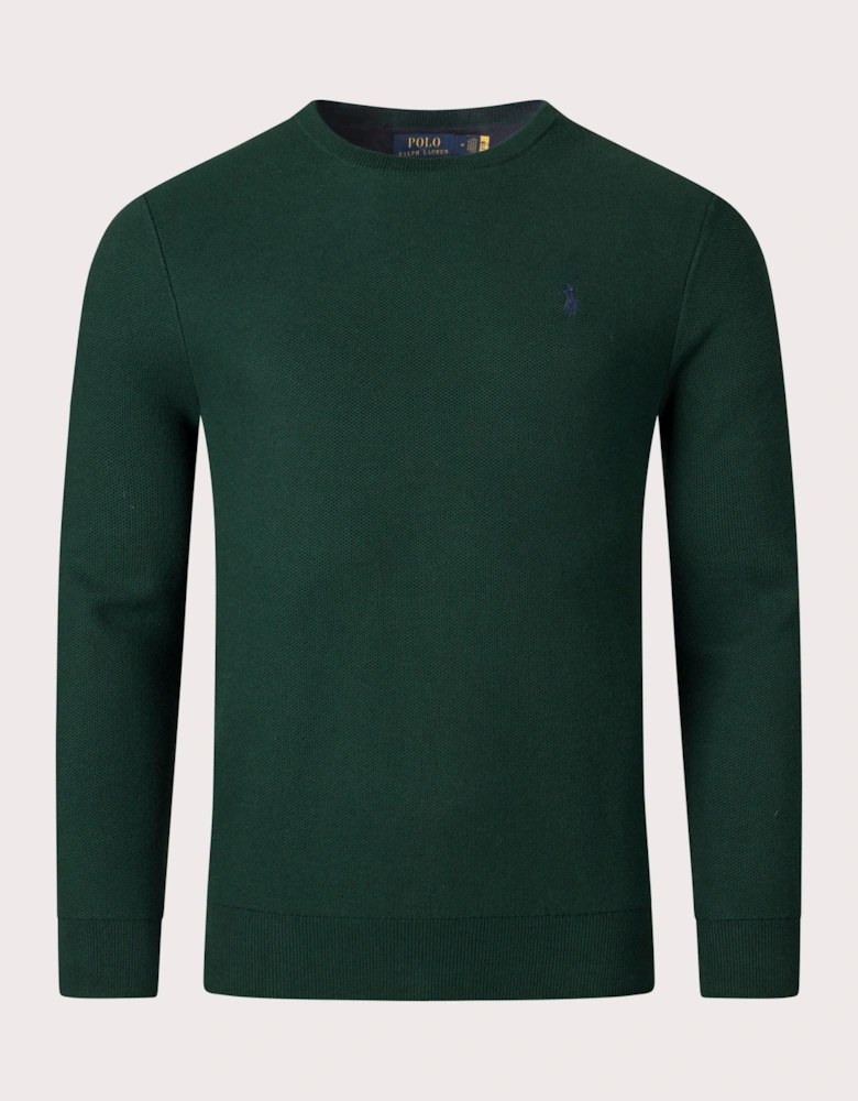 Textured Cotton Mesh Knitted Jumper