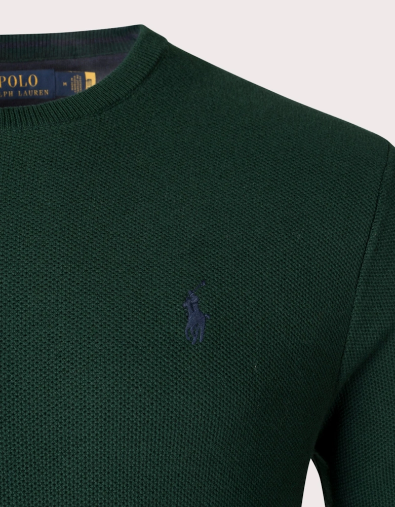 Textured Cotton Mesh Knitted Jumper
