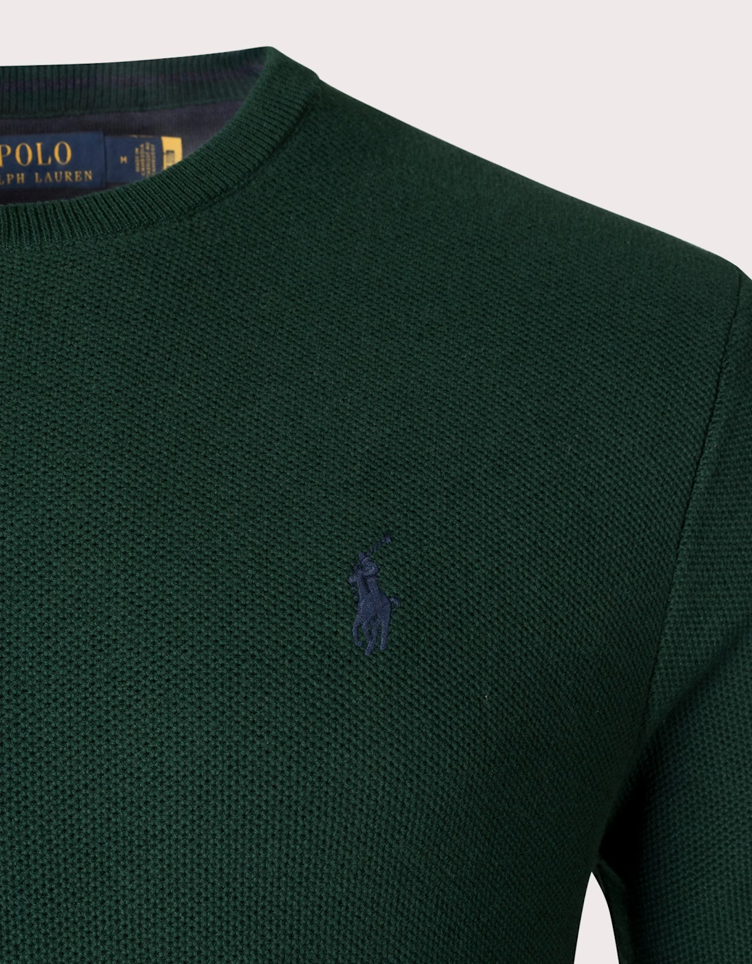 Textured Cotton Mesh Knitted Jumper