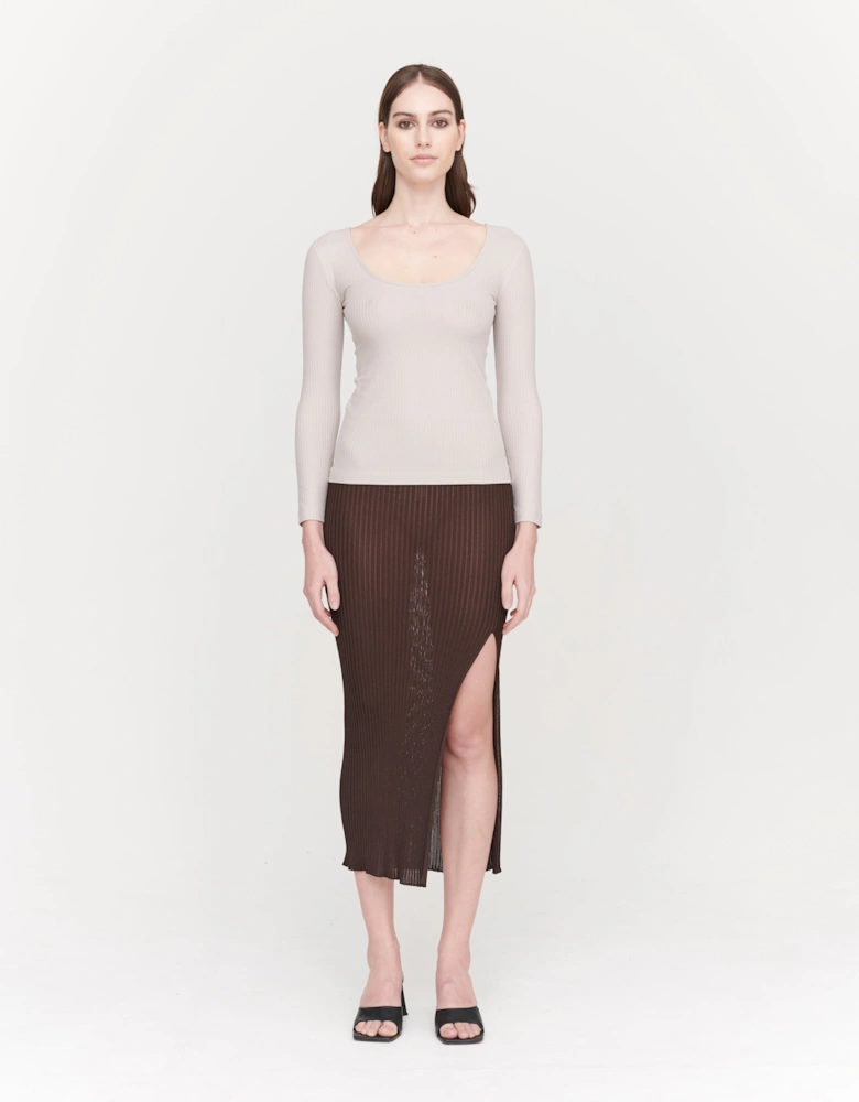 Amelia SeaCell™ Rib Scoop Neck in Taupe
