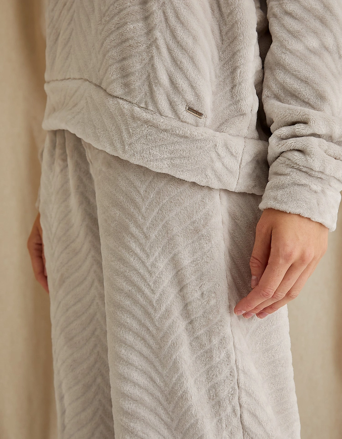 Cosy Chevron Lounge Suit in Almond
