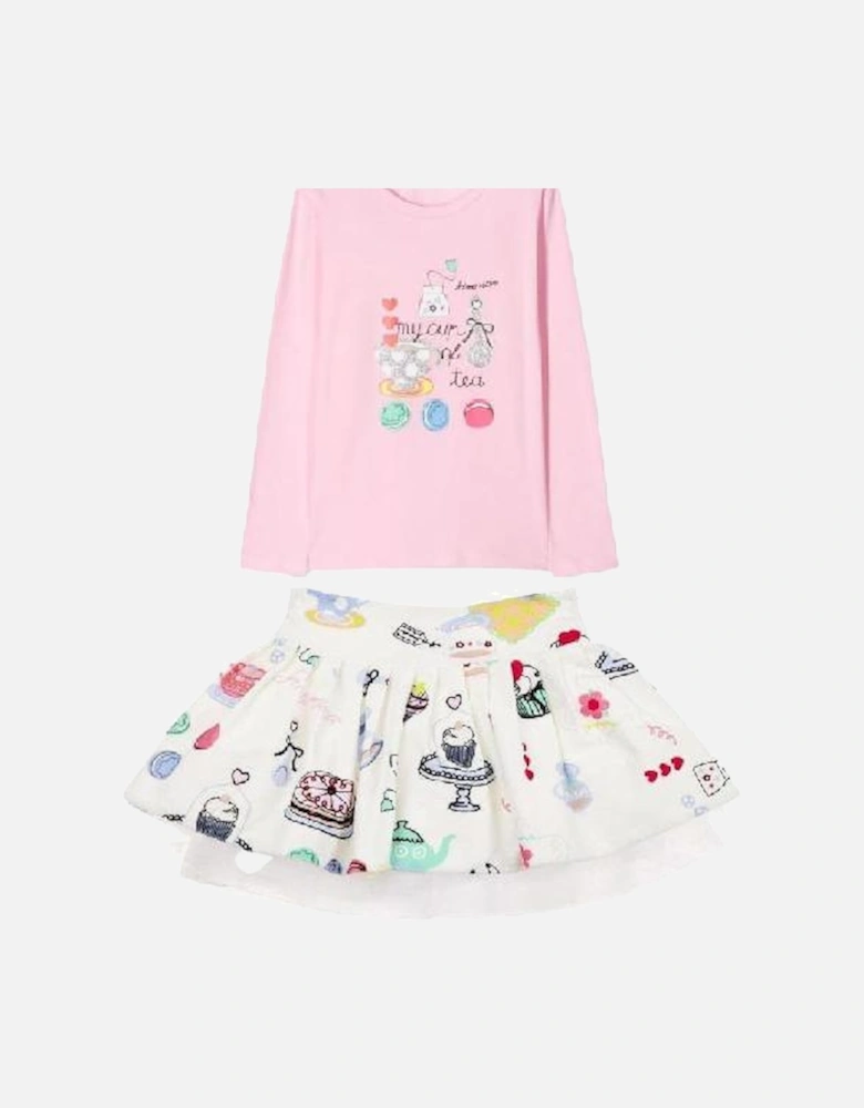 Girls Pink Top & Skirt Set