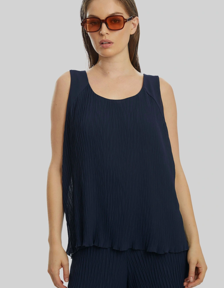 Pleated Vest Navy