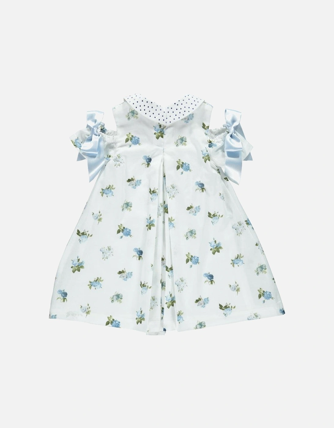 Girls Blue Floral Bow Dress