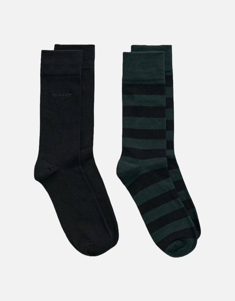 2 Pack Men's Barstripe and Solid Socks