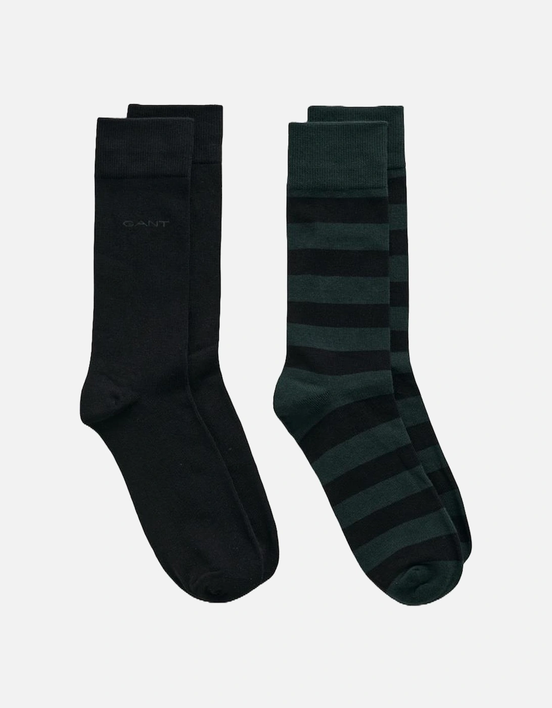 2 Pack Men's Barstripe and Solid Socks, 2 of 1