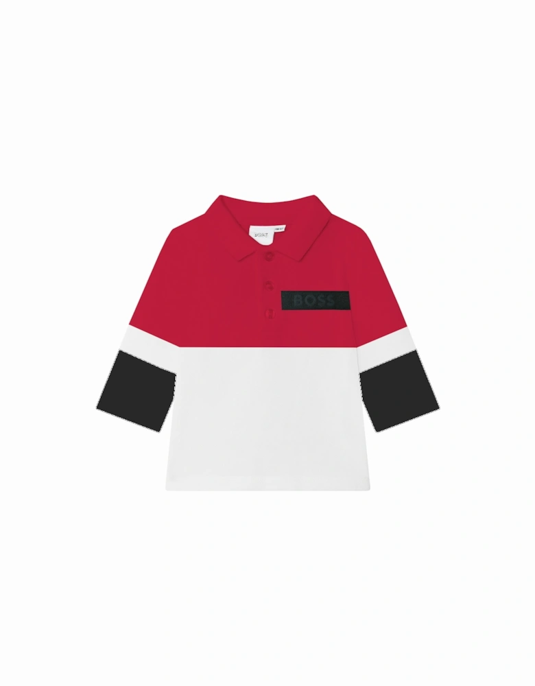 Boys Embossed Chest Logo Polo Shirt Red