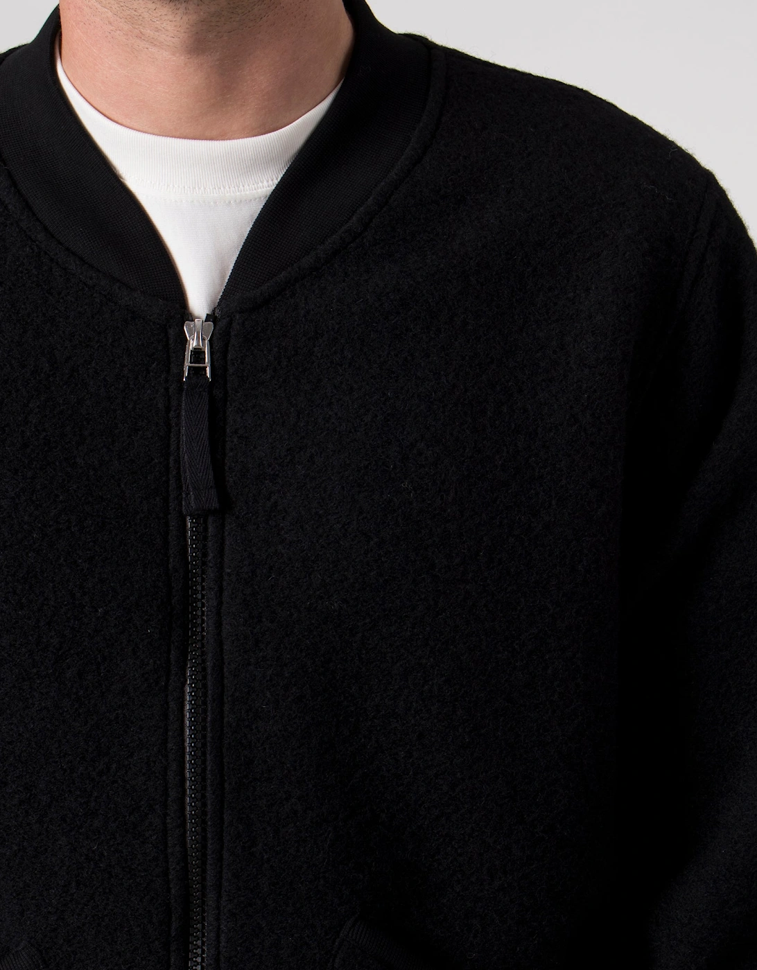 Wool Zip Bomber Jacket