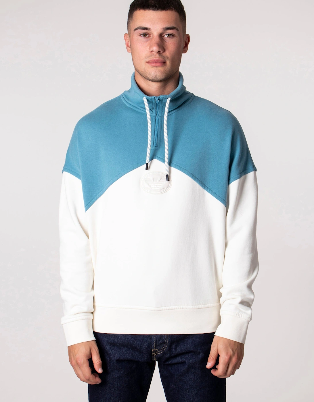 Relaxed Fit Colour Block Quarter Zip Sweatshirt, 4 of 3
