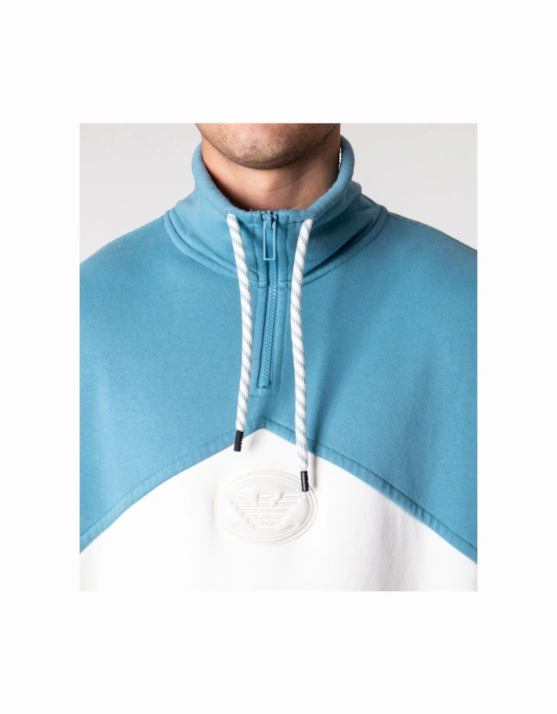 Relaxed Fit Colour Block Quarter Zip Sweatshirt