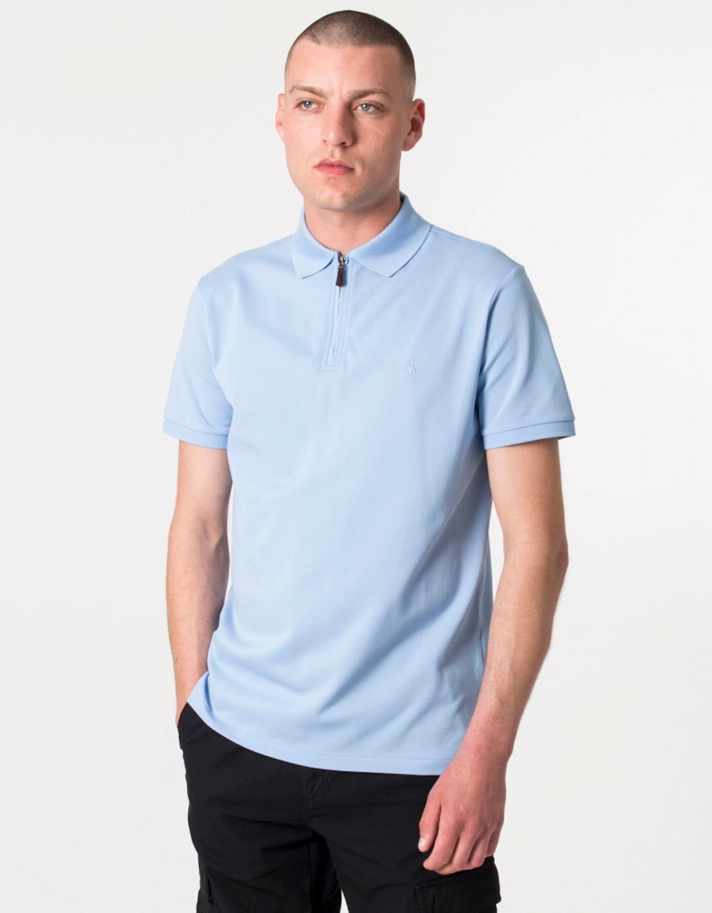 Custom Slim Fit zip Stretch  Polo Shirt