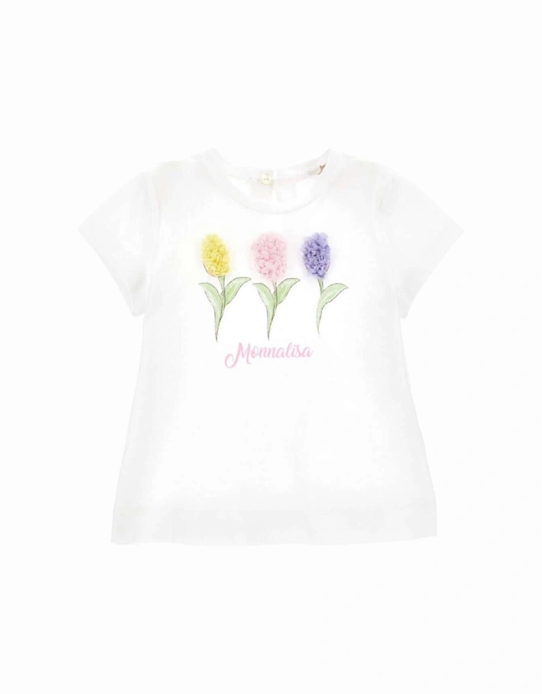 Girls White Flowers T-shirt