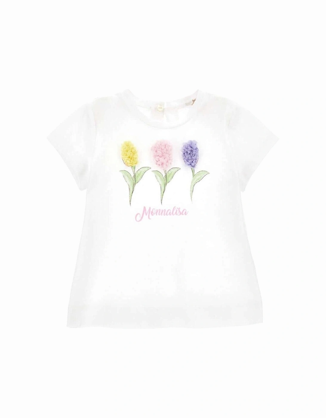 Girls White Flowers T-shirt, 4 of 3