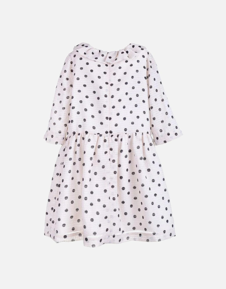 Polka Dot Ruffle Neck Tea Dress