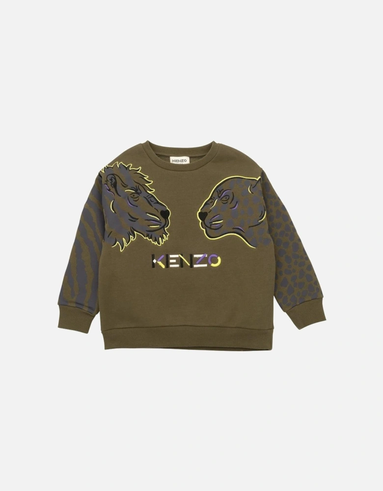 Boys Khaki Double Tiger Sweatshirt