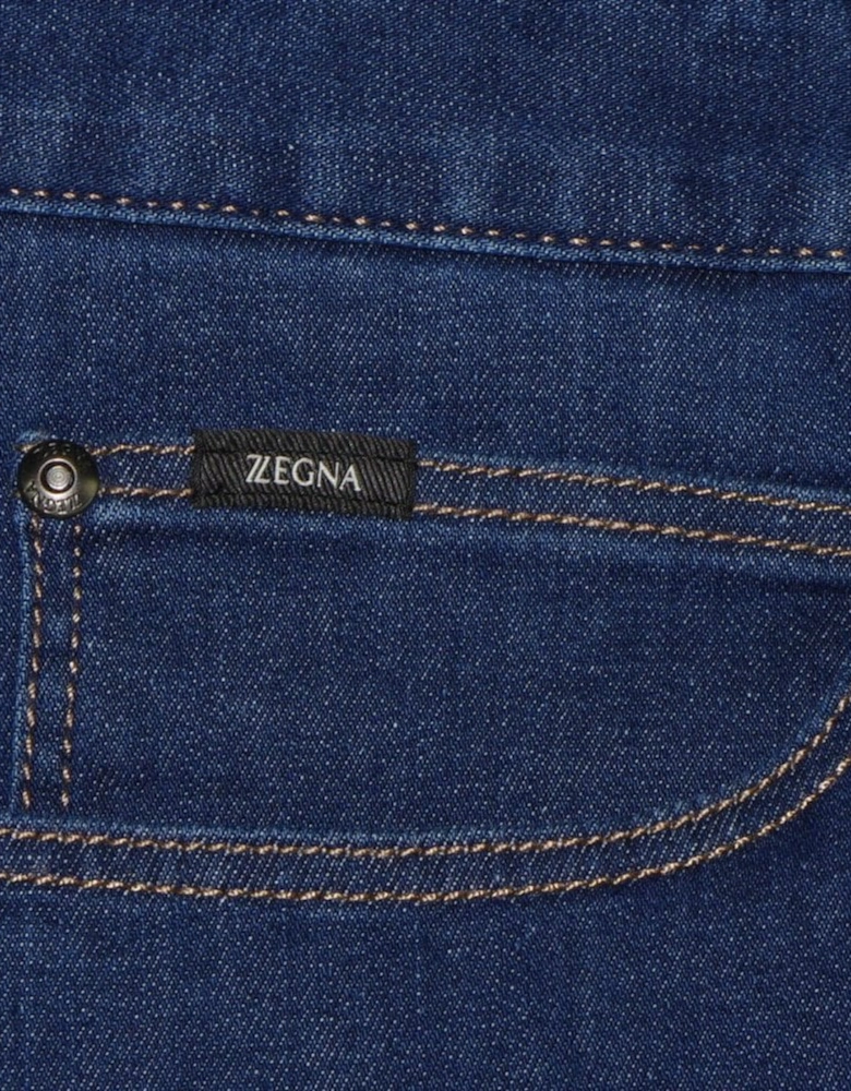 Men's Stretch Cotton 5-Pocket Jeans Blue