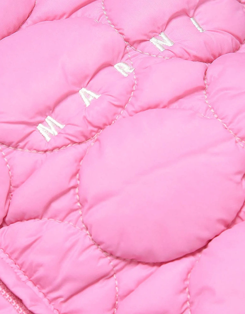 Girls Printed Logo Hooded Jacket Pink