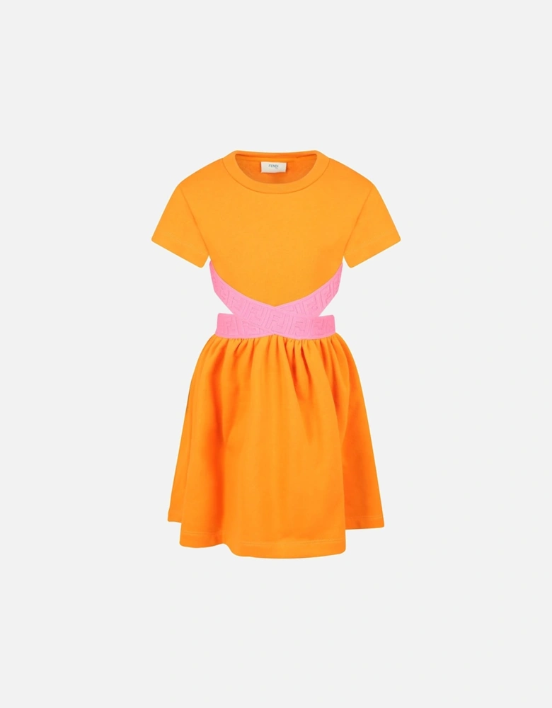 Girls FF Cut Out Dress Orange