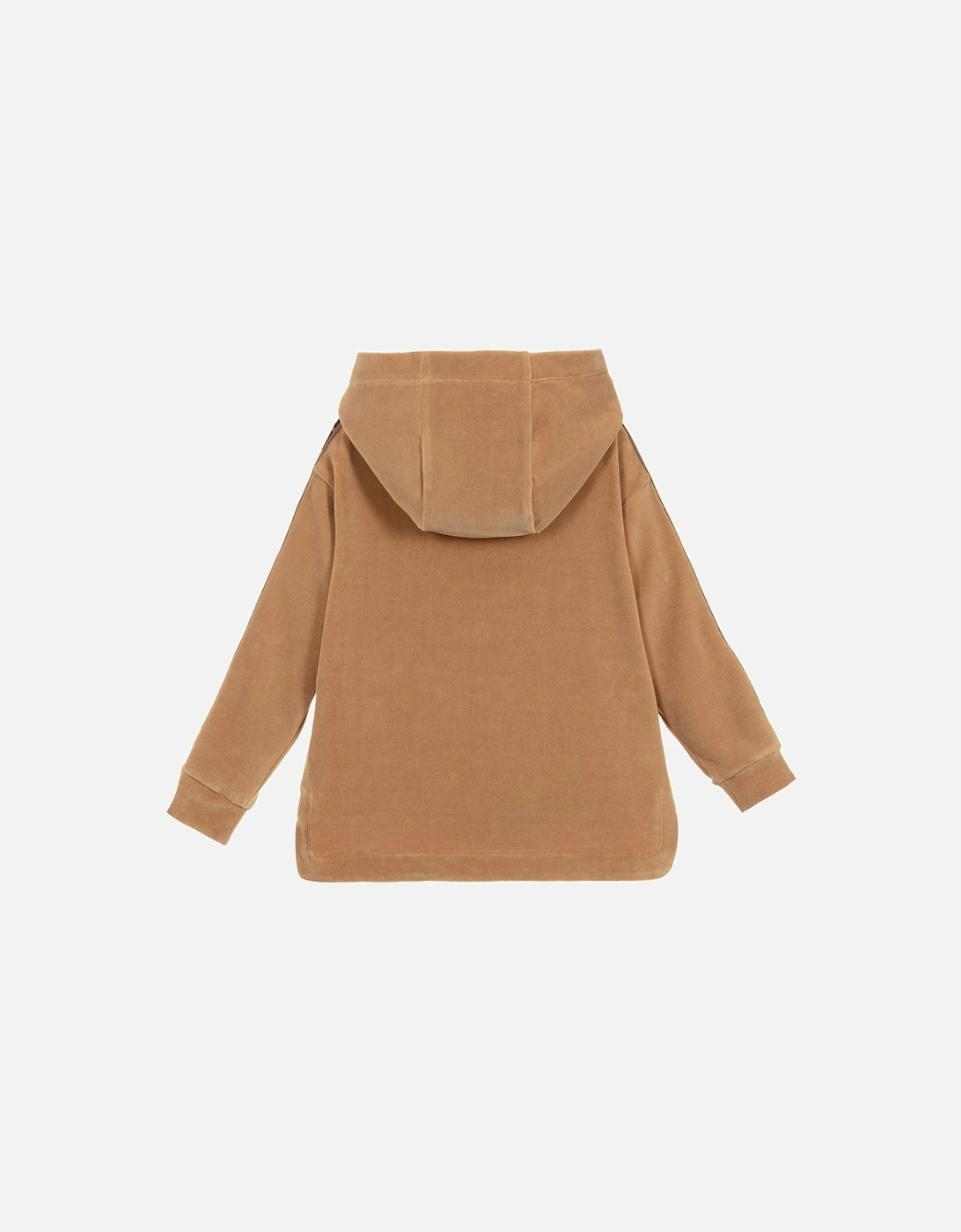 Boys Velvet Velour Logo Hoodie Beige