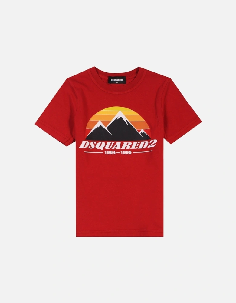 Boys Mountain T-Shirt Red