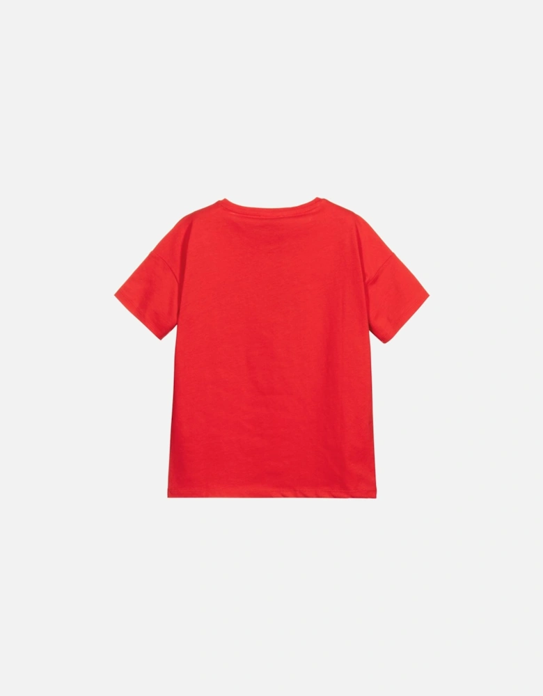 Girls Tiger Logo T-Shirt Red
