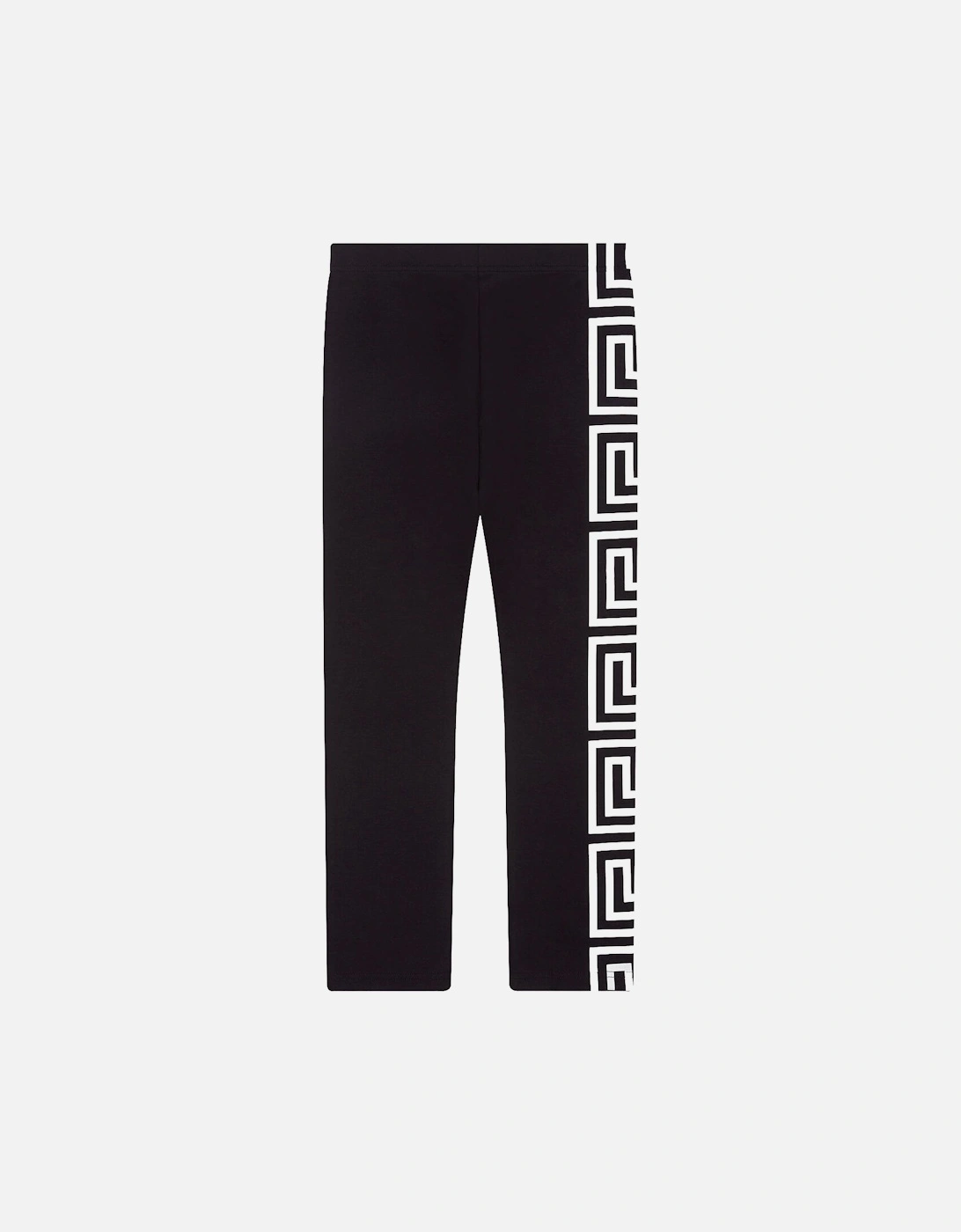 Girls Greca Pattern Print Joggers Black