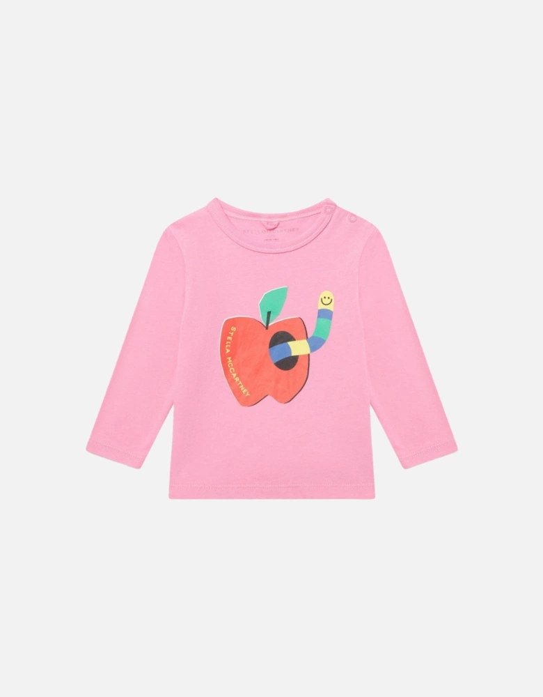 Baby Girls Apple Logo Long Sleeve T Shirt Pink