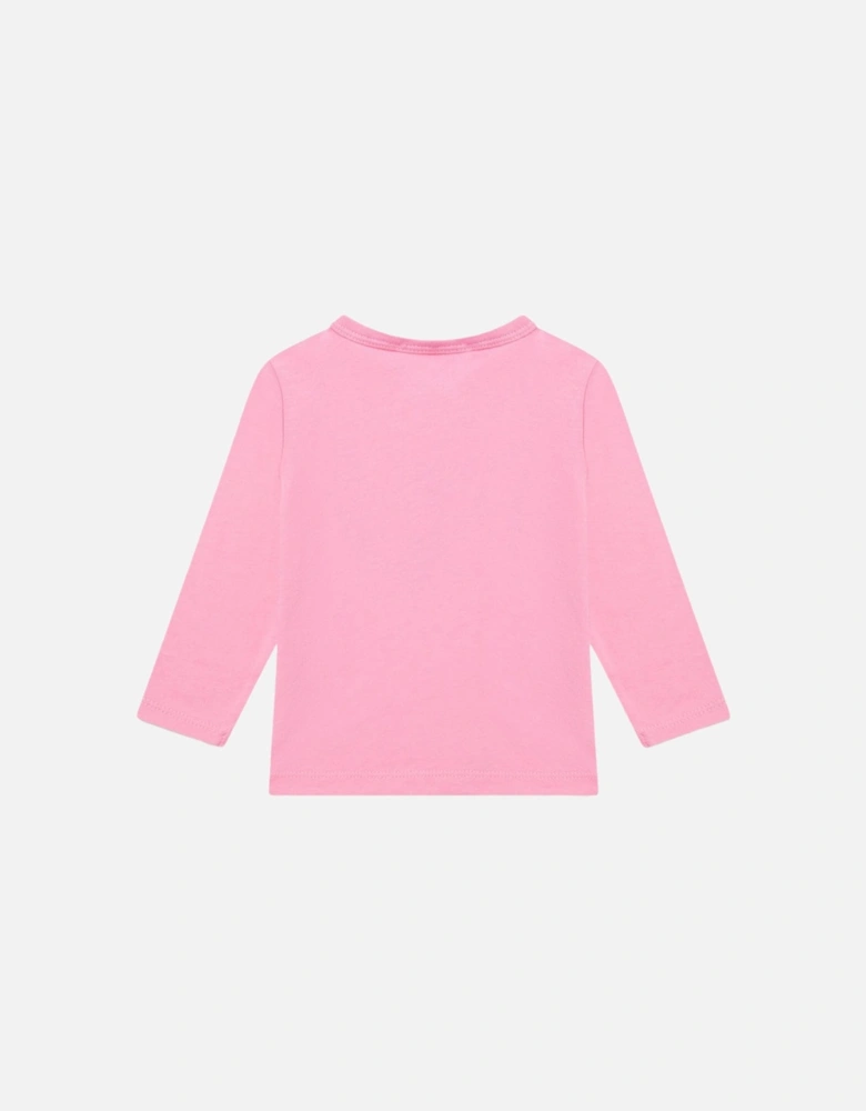 Baby Girls Apple Logo Long Sleeve T Shirt Pink