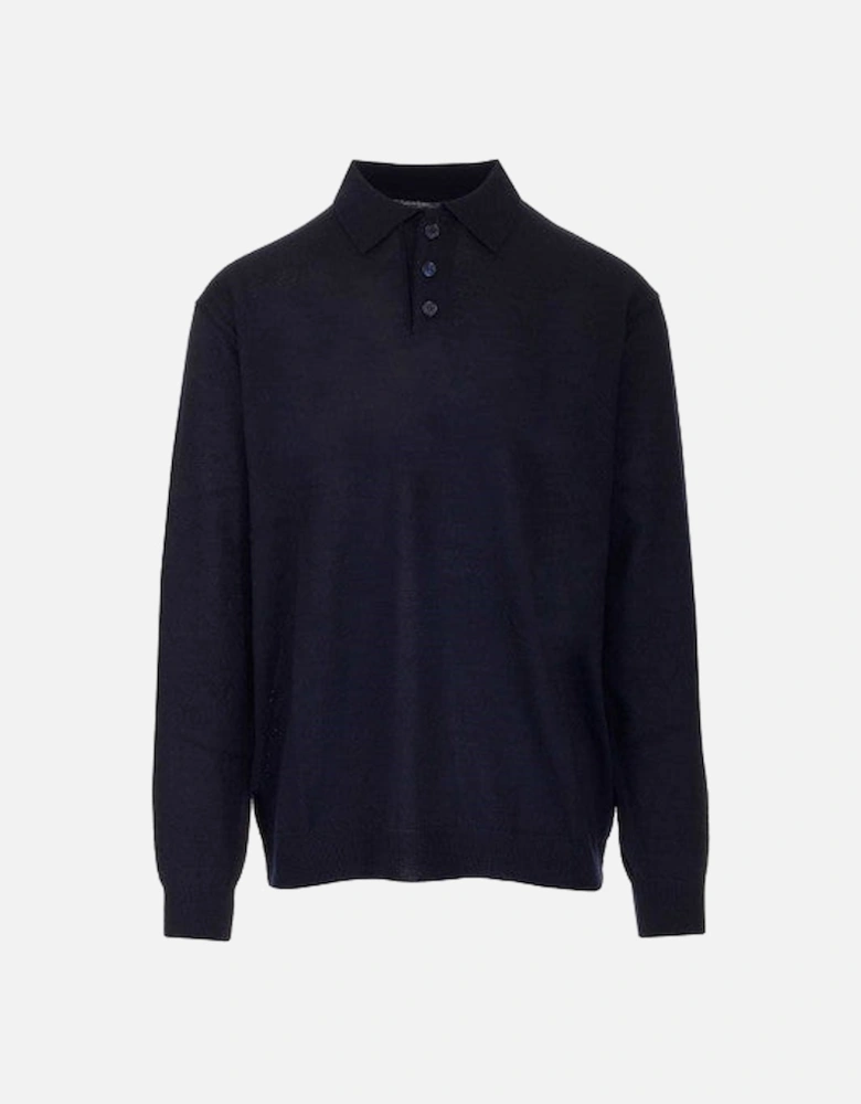 Mens Elbow Patched Long Sleeves Jumper Navy