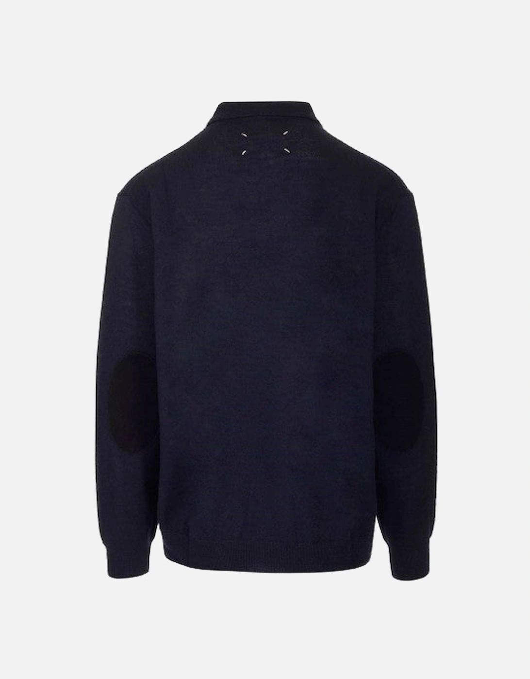 Mens Elbow Patched Long Sleeves Jumper Navy