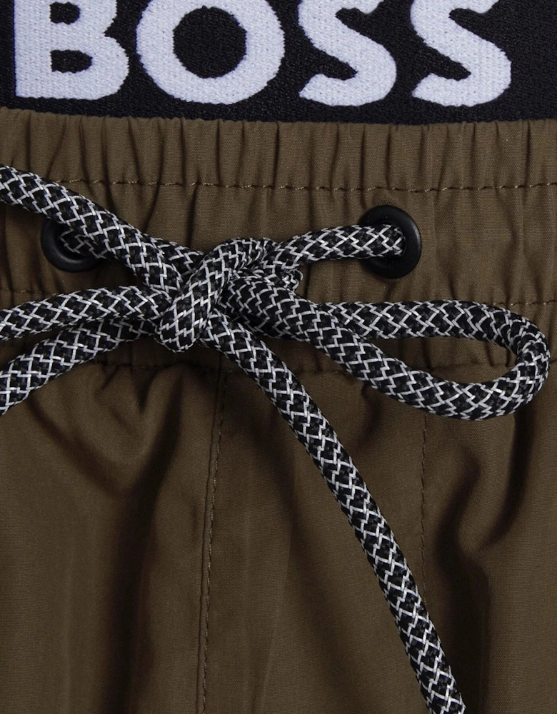 Mens Logo Swim Shorts Khaki