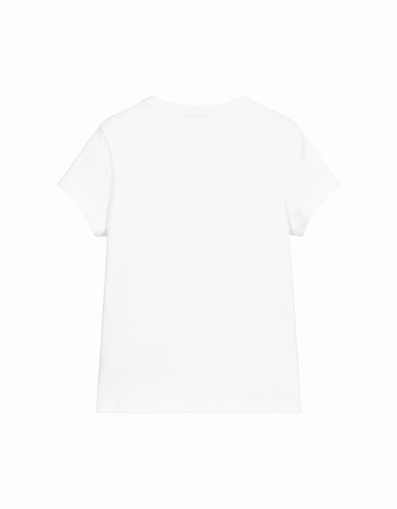 Girls Flower Swirl Logo T-Shirt White