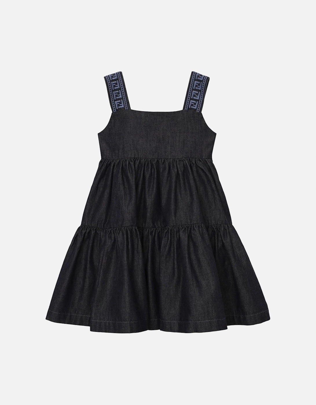 Baby Girls Plain Denim Dress Navy