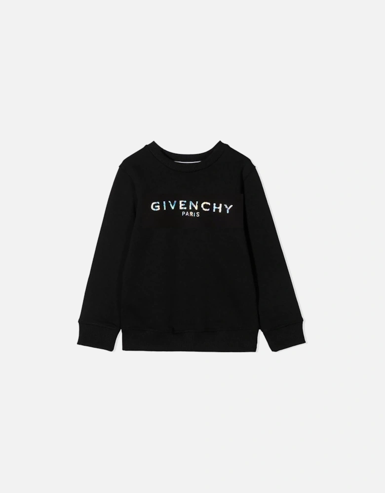 Girls Foil Logo Print Sweatshirt Black