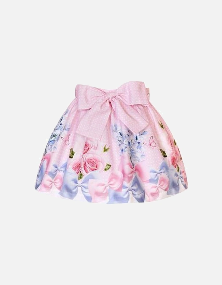 Girls Pink Floral Skirt