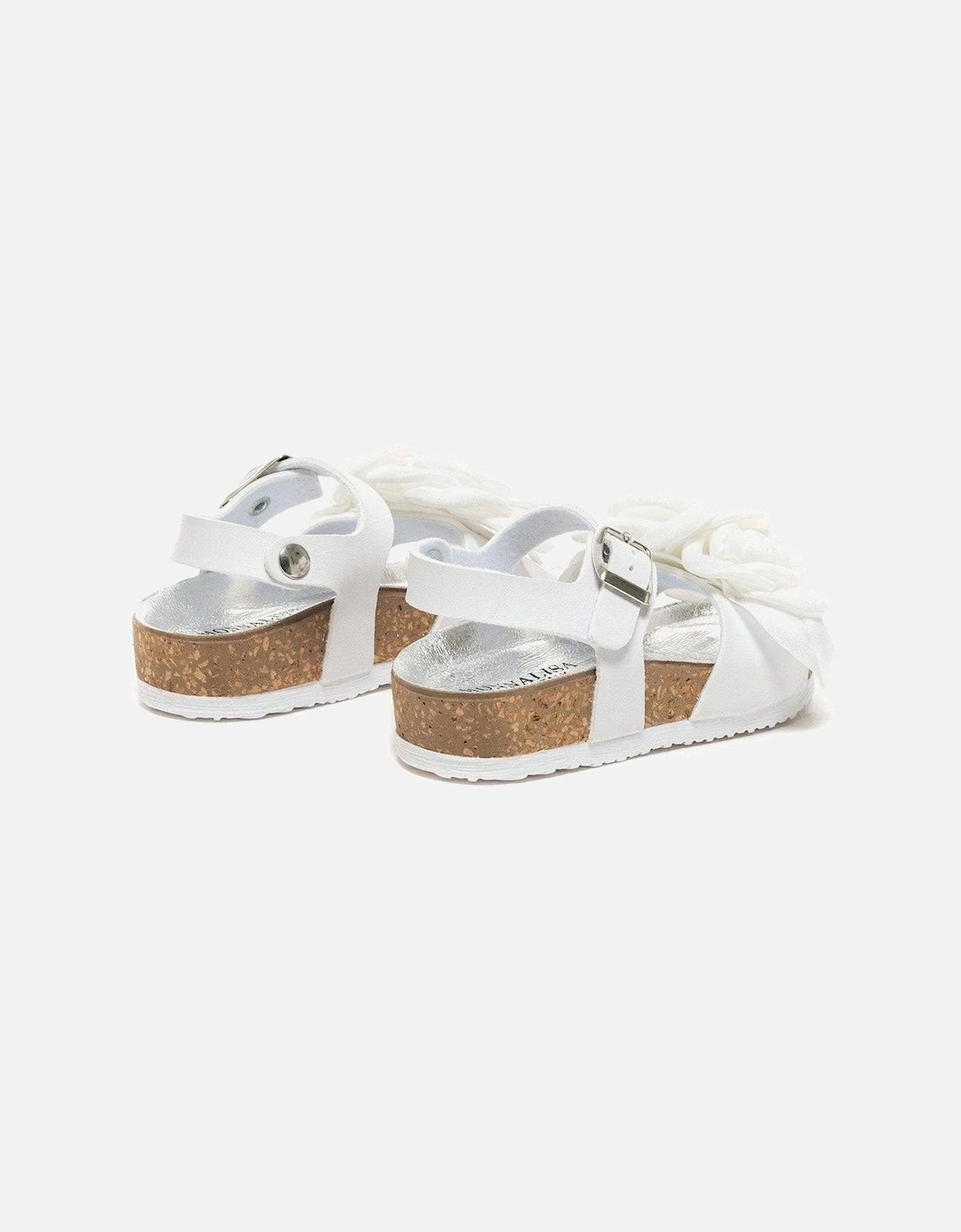 Girls White Rose Sandals