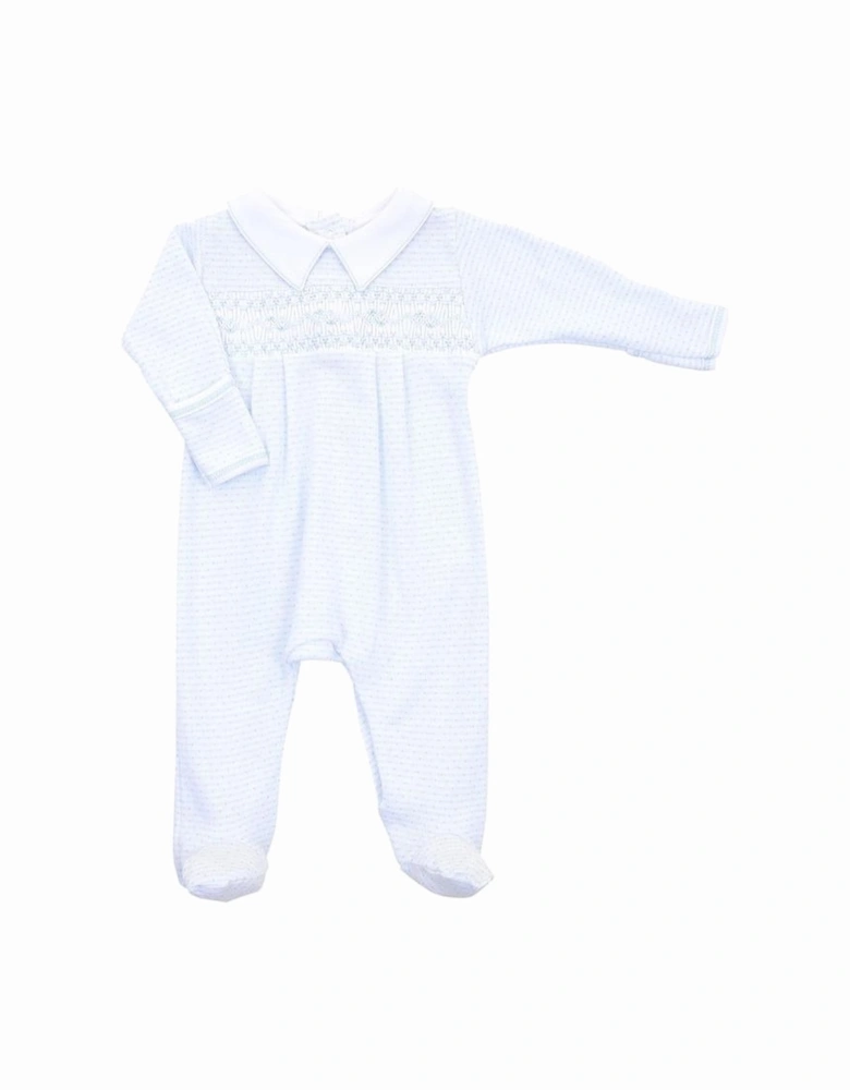 Boys Maddy and Michael's Classics Smocked Collared Footie Babygrow