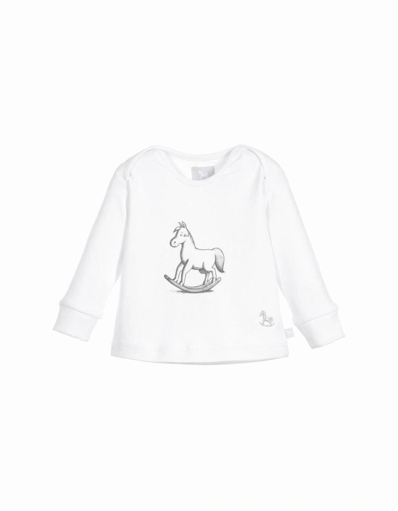 White Rocking Horse Top and Knitted Leggings