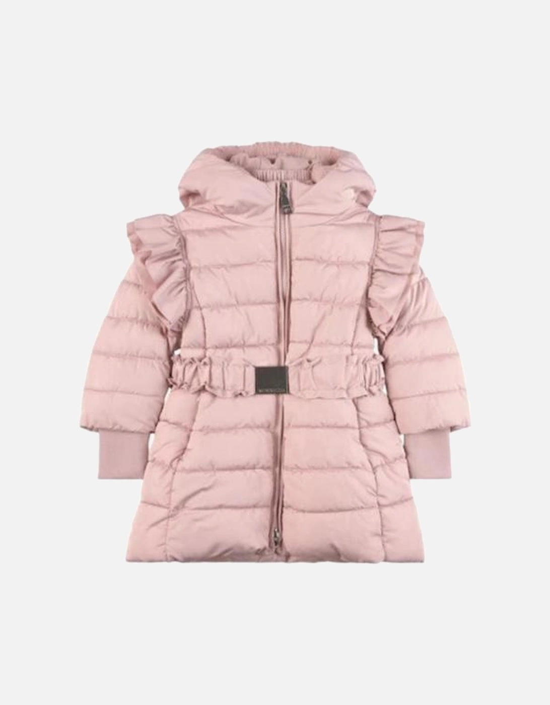 Girls Pink Frill Coat, 2 of 1
