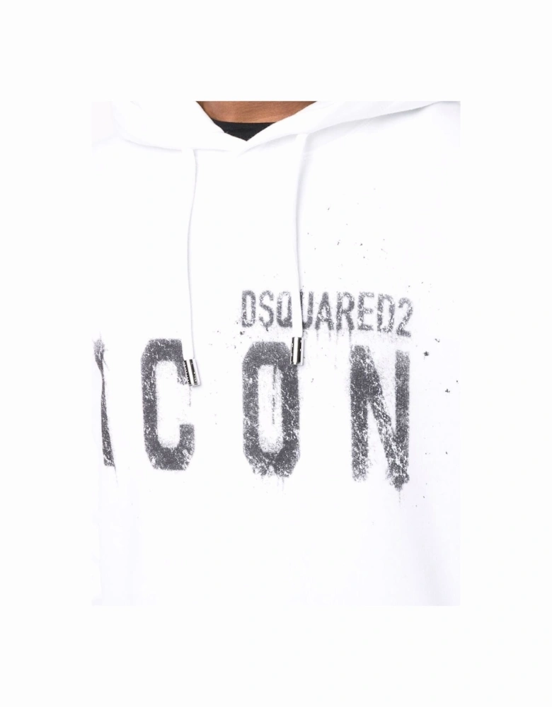 Icon Paint-splatter Cotton Hoodie White