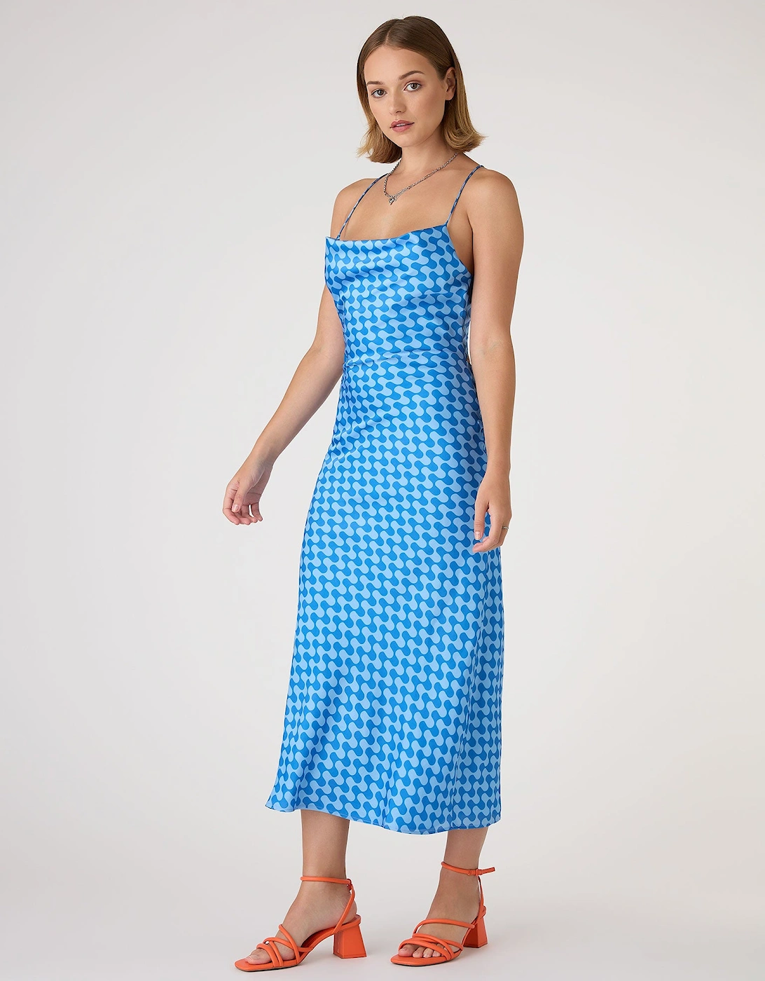 Riviera Midi Dress in Wavy Blue Print