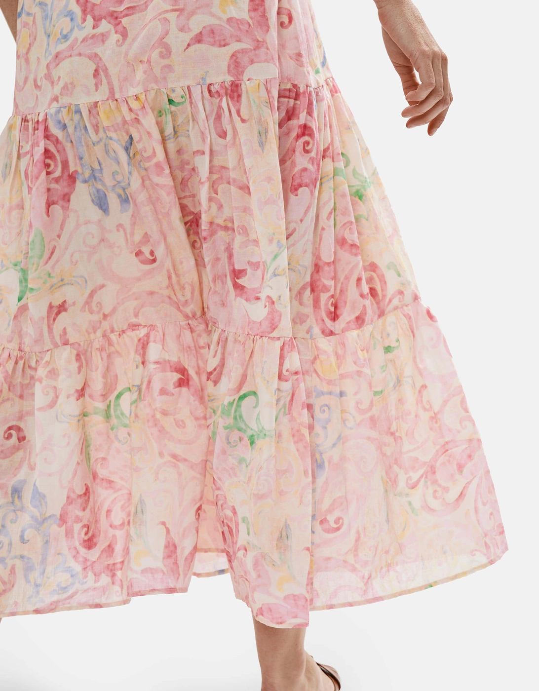 Printed Tiered Midi Skirt