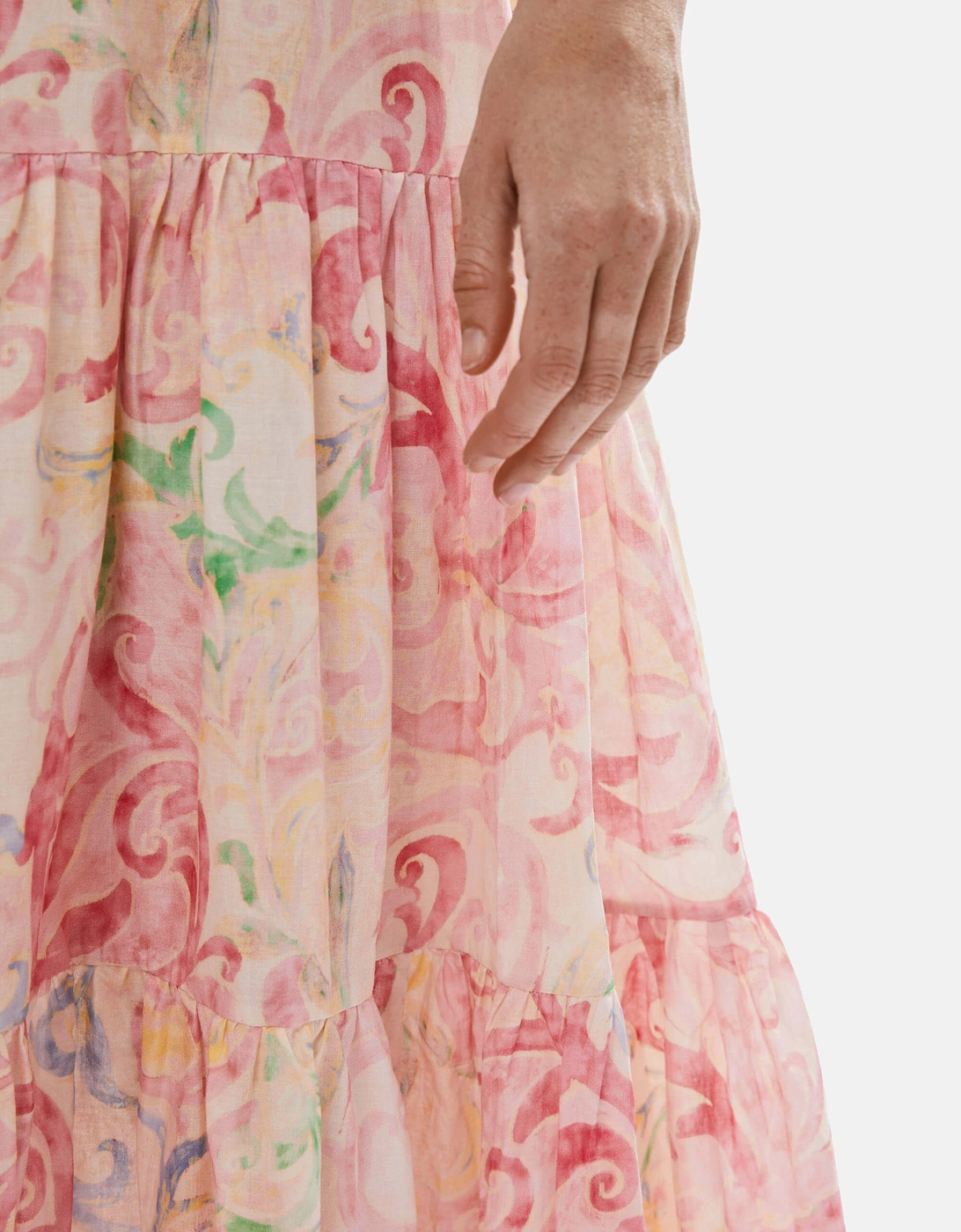 Printed Tiered Midi Skirt