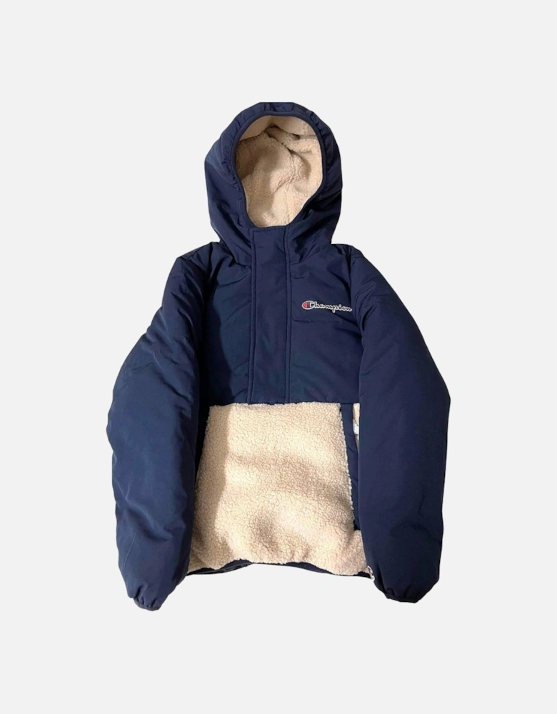 Half Zip Blue Hooded Jacket