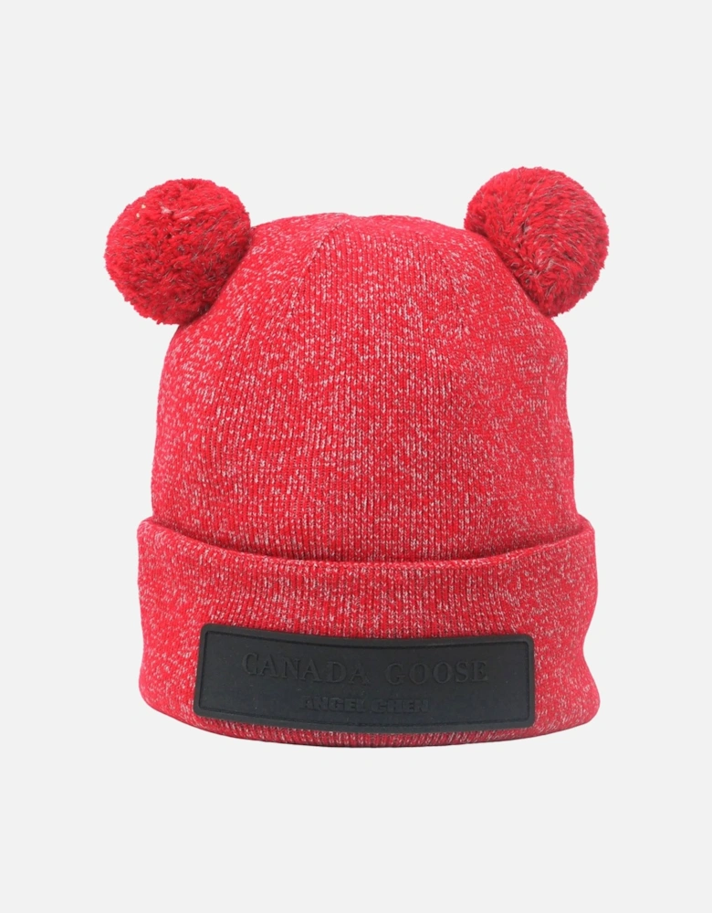 X Angel Chen Double Pom Toque Red Beanie