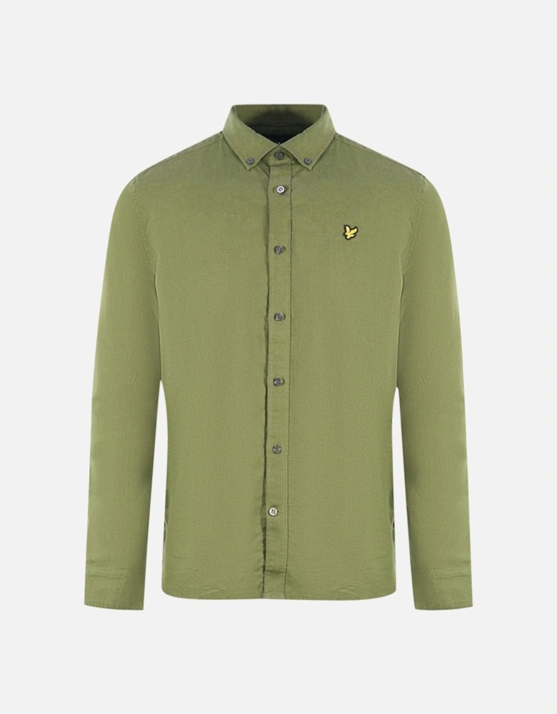 Lyle & Scott Slim Fit Green Long Sleeved Oxford Shirt