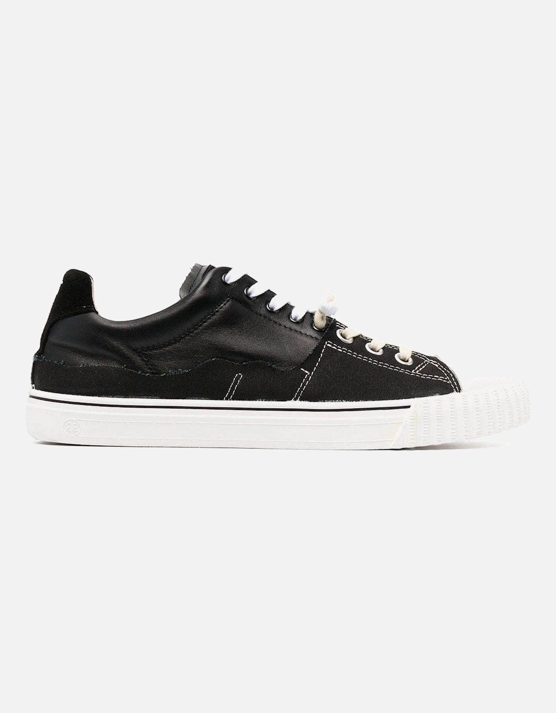 Men's Low Top Trainers Part Leather Black, 5 of 4