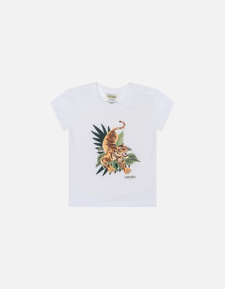 Baby Boys T-shirt Tiger Print White